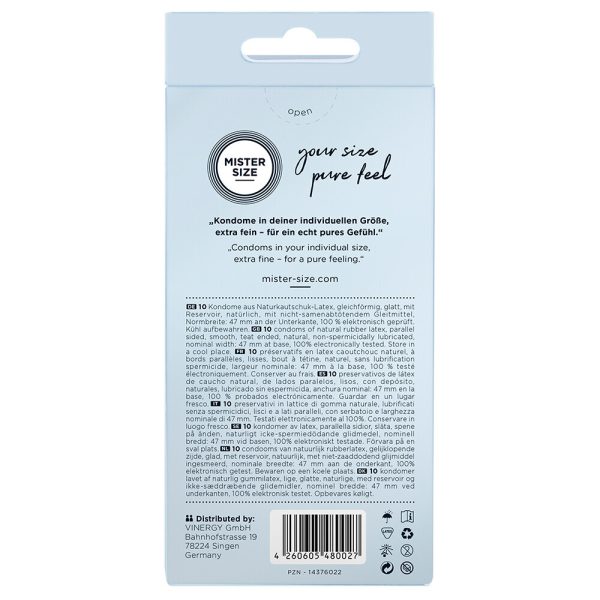 480027x2 Mister Size 47mm Your Size Pure Feel Condoms 10 Pa