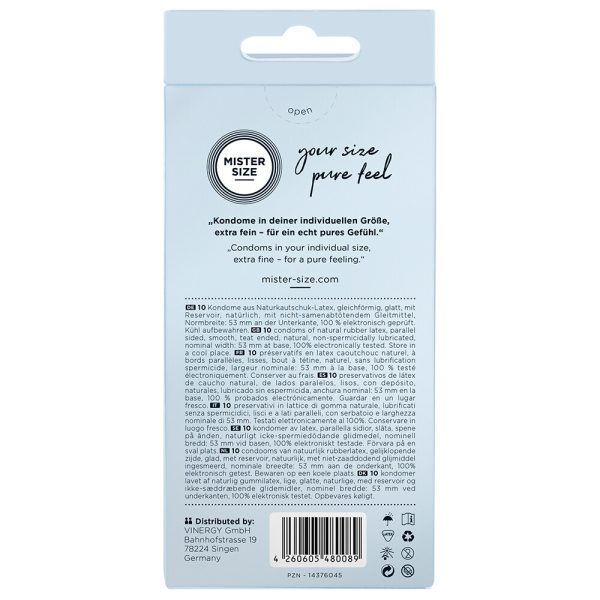 480089x2 Mister Size 53mm Your Size Pure Feel Condoms 10 Pack