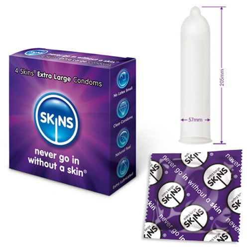 SKXL4x Skins Condoms Extra Large 4 Pack