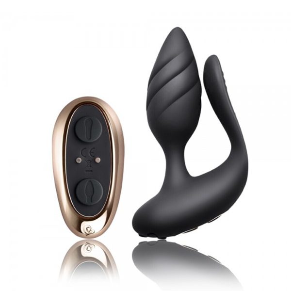 10COTLBKx2 Rocks Off Cocktail Remote Control Couple's Vibe Black