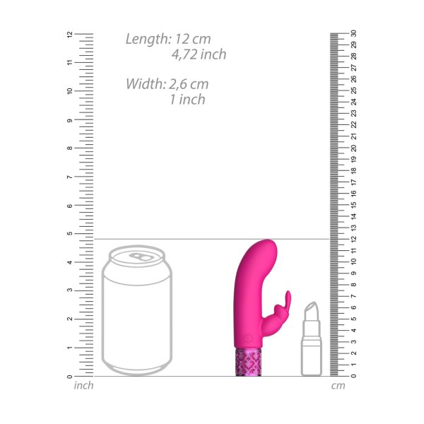 ROY012PNKx3 Royal Gems Dazzling Rechargeable Rabbit Bullet Pink