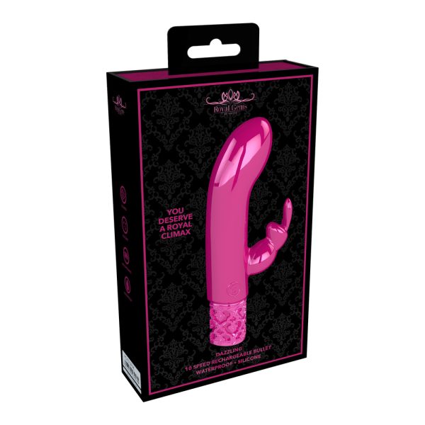 ROY012PNKx4 Royal Gems Dazzling Rechargeable Rabbit Bullet Pink